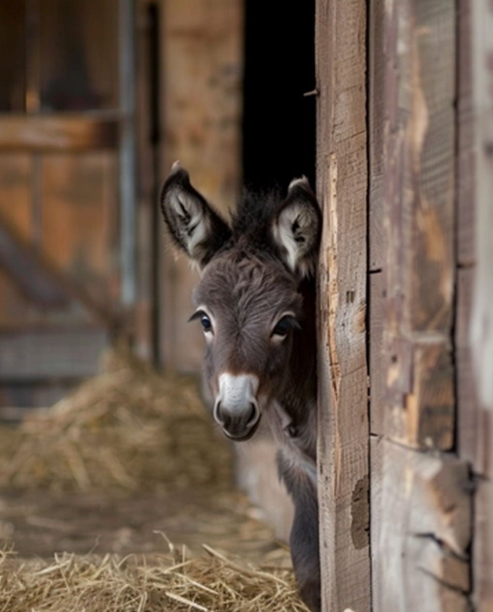 Donkey in the barn