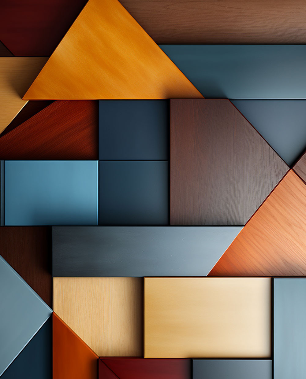Geometrical colourful wood