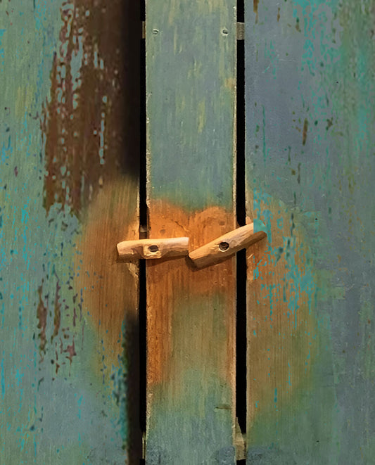 Green-Blue distressed cupboard April