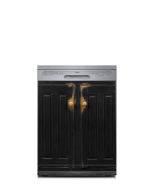 Black primitive cabinet