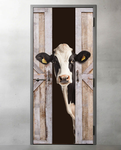 A cow in the barn