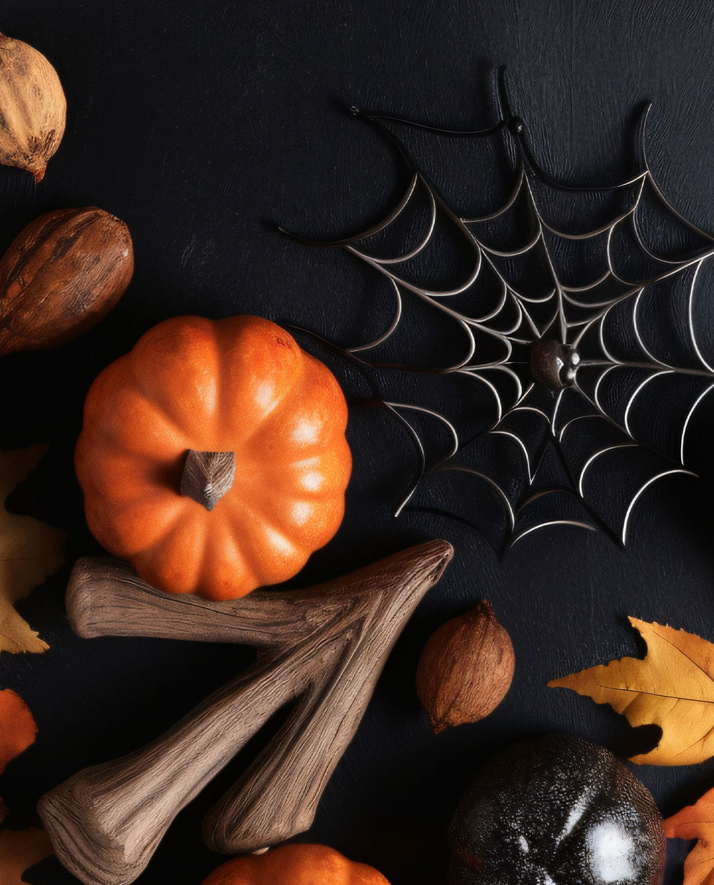 Black Pumpkins and Spiders