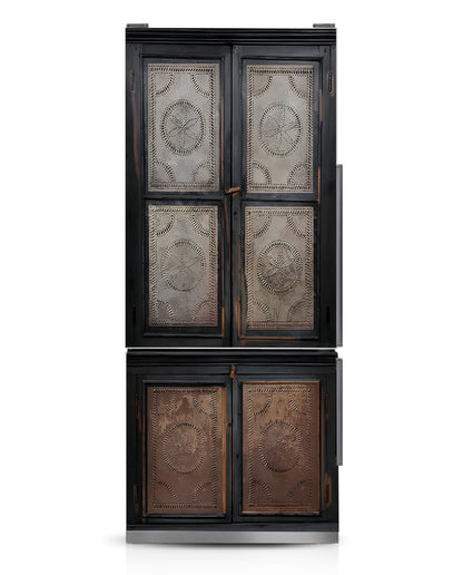 Black Pie Safe custom magnet cover for bottom freezer refrigerators