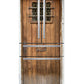 Brown door with bars