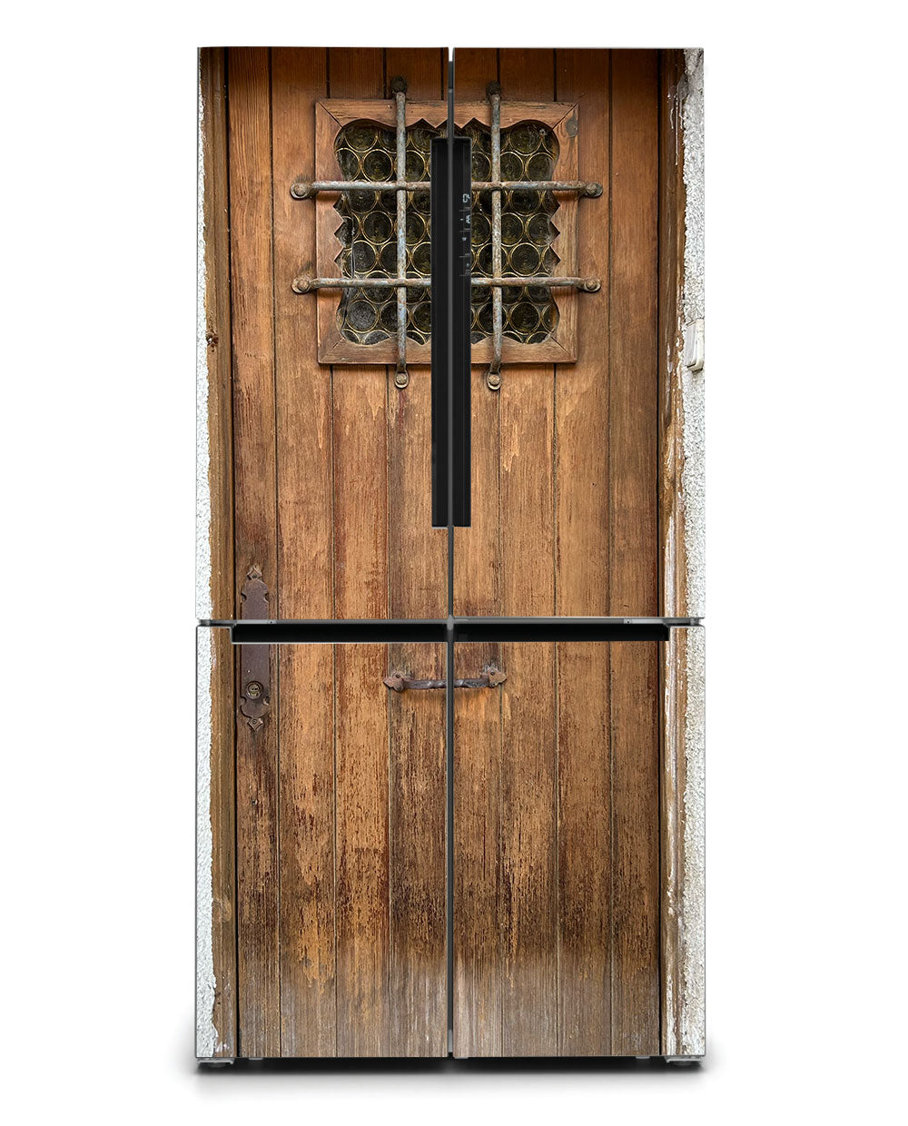 Brown door with bars