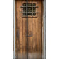 Brown door with bars