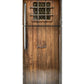 Brown door with bars