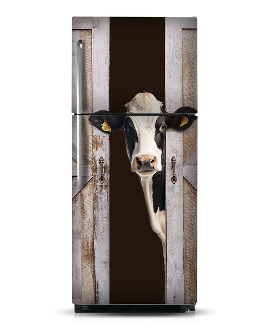 A cow in the barn