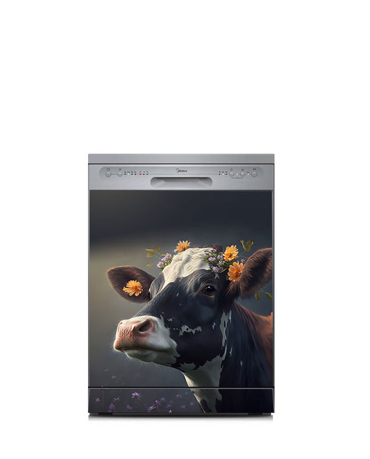 Cow with daisies