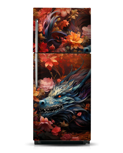 Black dragon and flowers