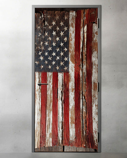 American flag on Wood