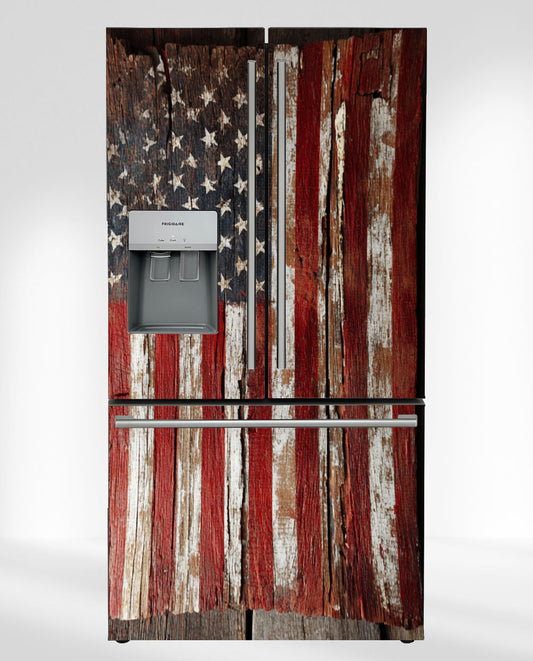 American flag on Wood