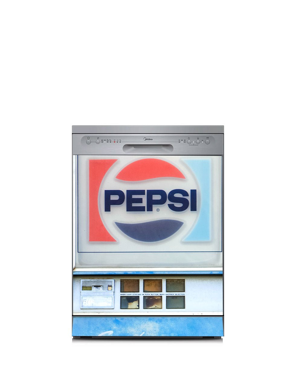 Blue vending machine