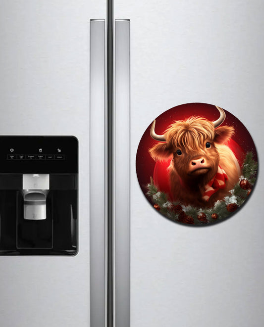 Big highland cow Christmas magnet