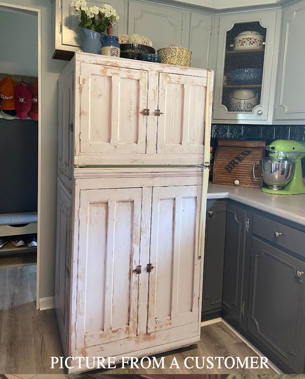 White primitive cabinet