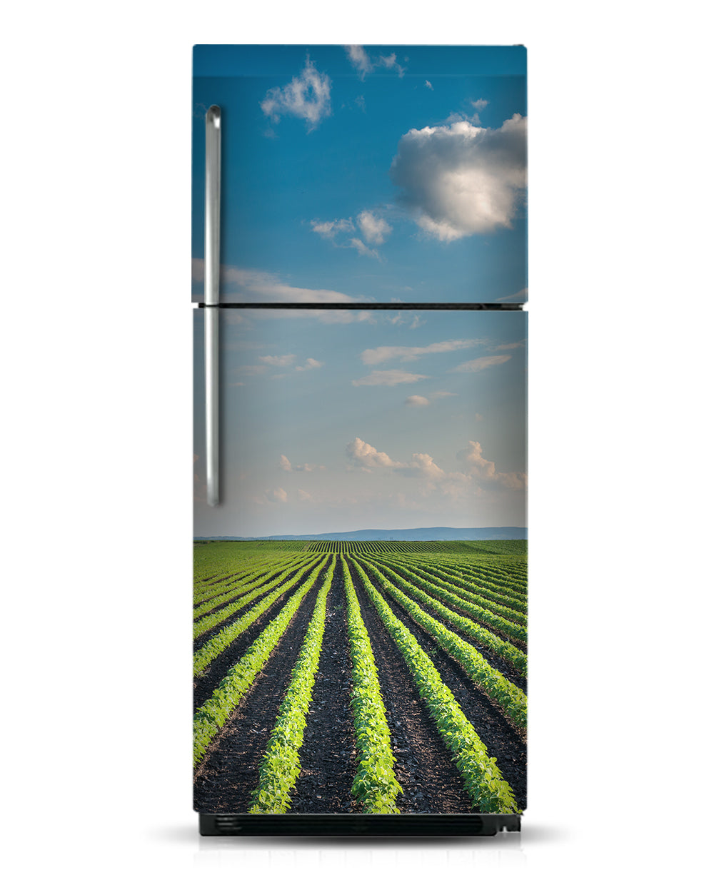 A tractor working on the field full cover magnetic fridge skin